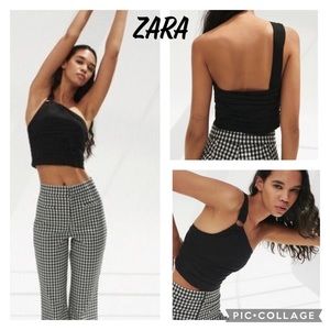 Zara NWT linen blend crop top